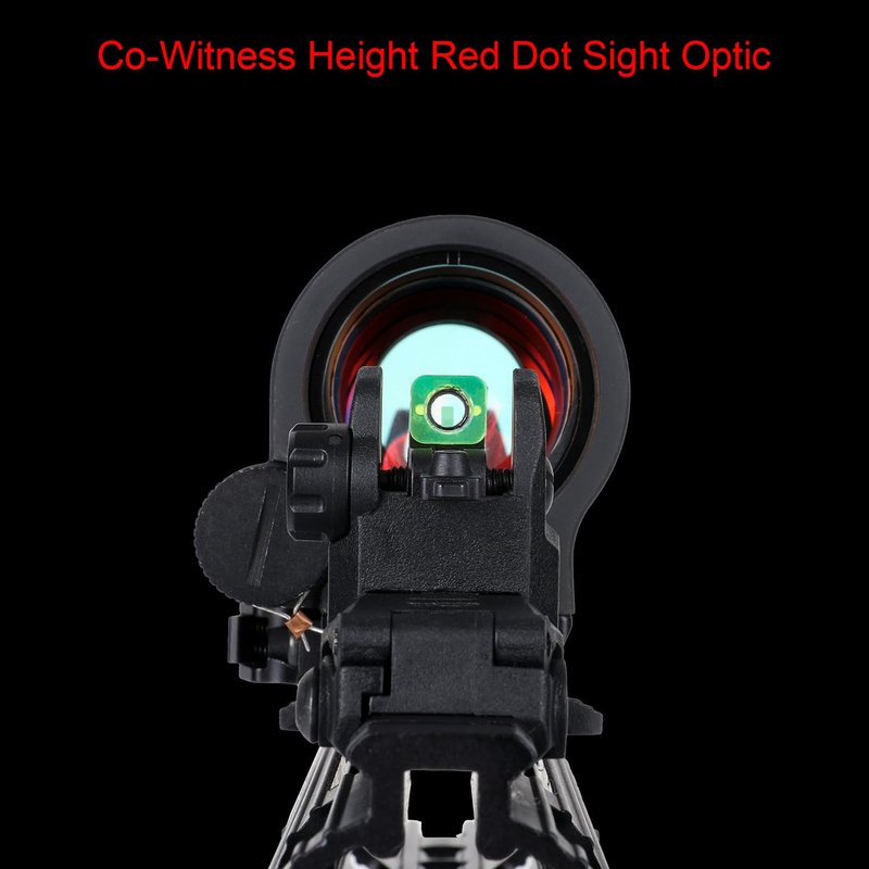 Fiber Optic Sights,Co-Witness Height Red Dot Sight,Flip Up Front and Rear Backup Sights & Green Fiber Optics Dots,Tool-Free Adjustable Front Sight Rapid Transition