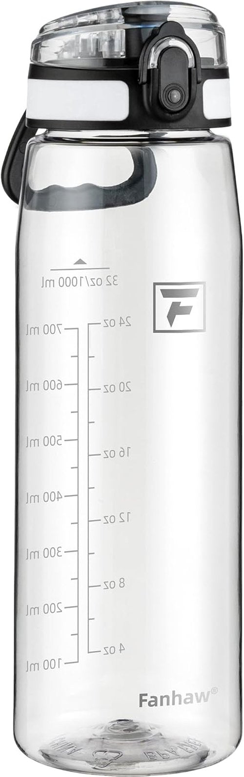 Fanhaw 32 Oz Tritan Water Bottle - Clear, BPA-Free, Lightweight & Leak-Proof | Ideal for Gym & Travel