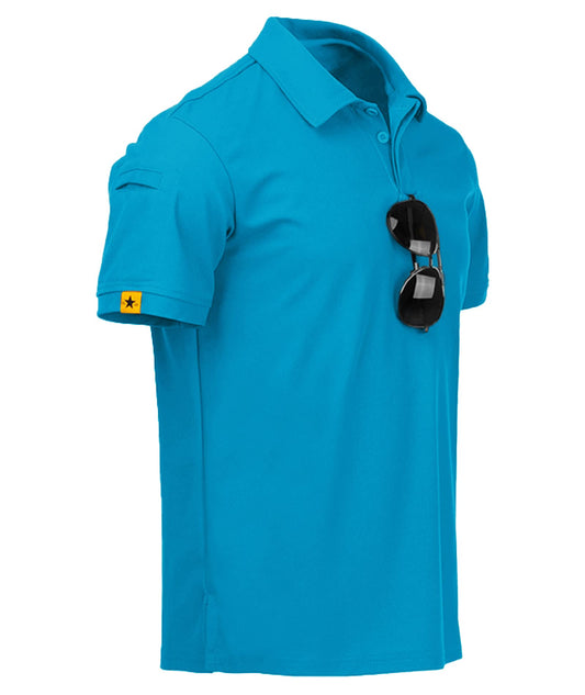 ZITY Mens Polo Shirt Short Sleeve Sports Tactical T-Shirt Athletic Golf Polos Daily Casual Stylish Collared Shirts for Men Bluegreen 4X-Large