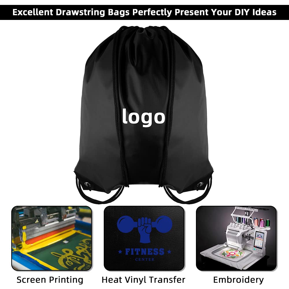 GoodtoU Drawstring Backpack Bulk, 60 Pcs Draw String Bags Cinch Bag Drawstring Gym Bag Sackpack Bags for Women Men, Black