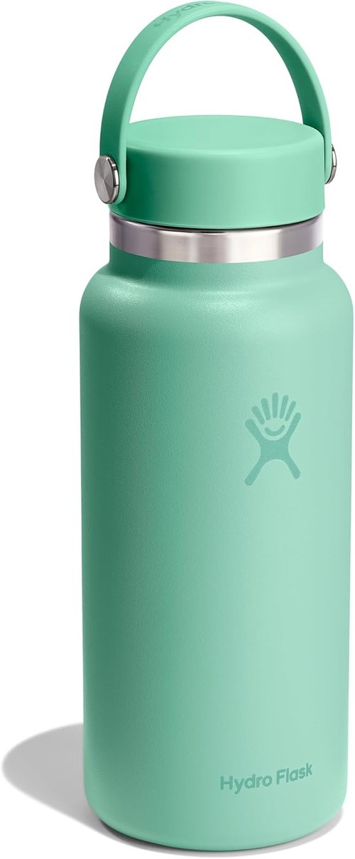 Hydro Flask Water Bottle - Insulated Stainless Steel - 32 Oz Wide Mouth Flex Lid in Mermaid Green
