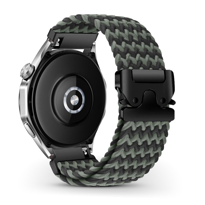 RoYiio Nylon Band for Amazfit Bip 6/Bip 5/Balance 2/GTR 4/GTR 3 Pro Bands Breathable 22mm Woven Nylon Sport Strap for Garmin Venu 4 45mm /Venu 3 /Forerunner 570 47mm /Forerunner 265 - Black Green