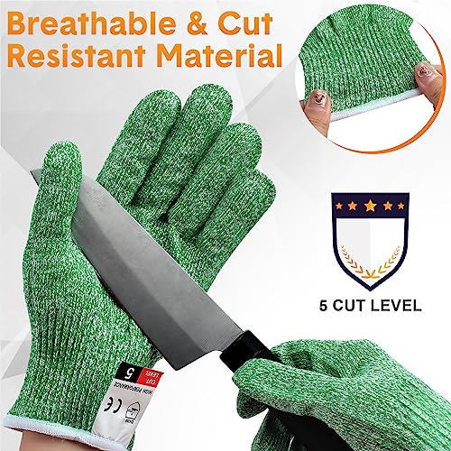 Hercicy 12 Pairs Cut Resistant Gloves Level 5 Protection Safety Cutting Kitchen Cuts Gloves for Chefs Garden