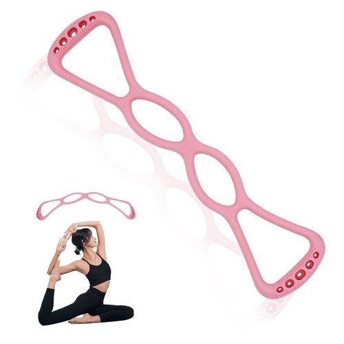 VKSG 4 Ring Adjustable Loop Resistance Bands for Working Out Walk at Home，Workout Bands Exercise Stretch Band for Women&Men Fitness, Yoga, Pilates-Non-Slip, Durable Rubber, Home/Gym Use(Pink)