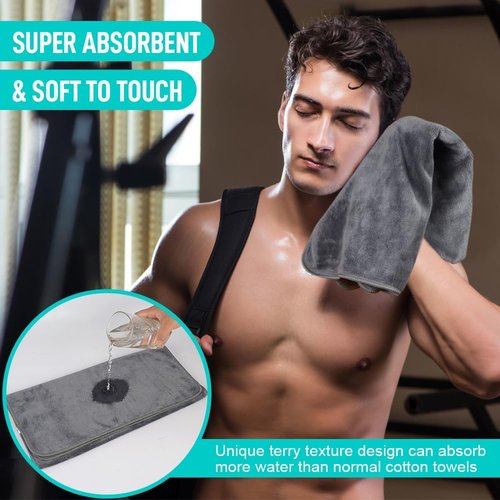 SINLAND Microfiber Camping Towels Super Absorbent Compact Travel Ultra Soft Quick Dry Gym Towel for Sports Beach Swimming Backpacking Hiking and Yoga 6 Pack 16 Inch X 32 Inch Dark Grey