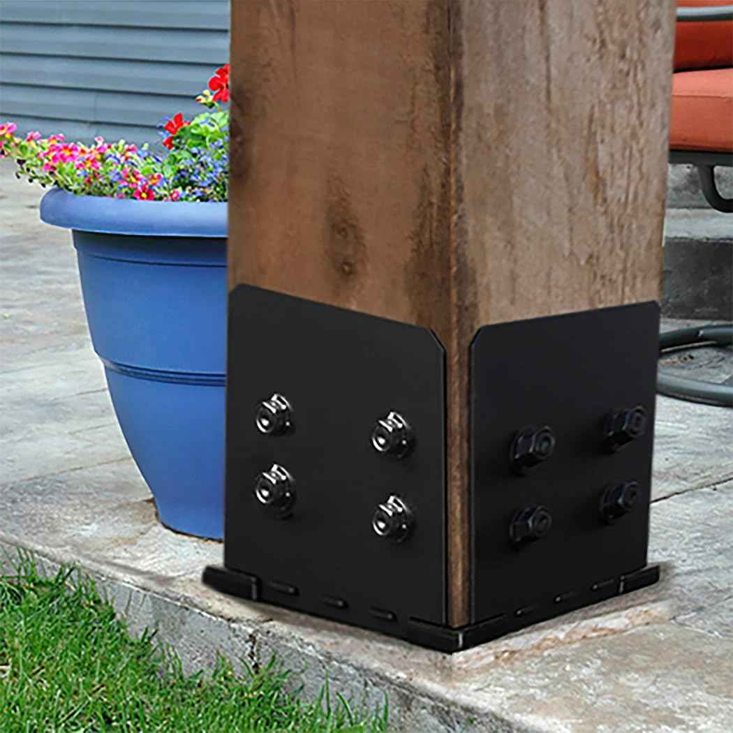 Ozco Laredo Sunset Lite 6x6 Post Base Kit - Galvanized Steel with Decorative Plates & Screws