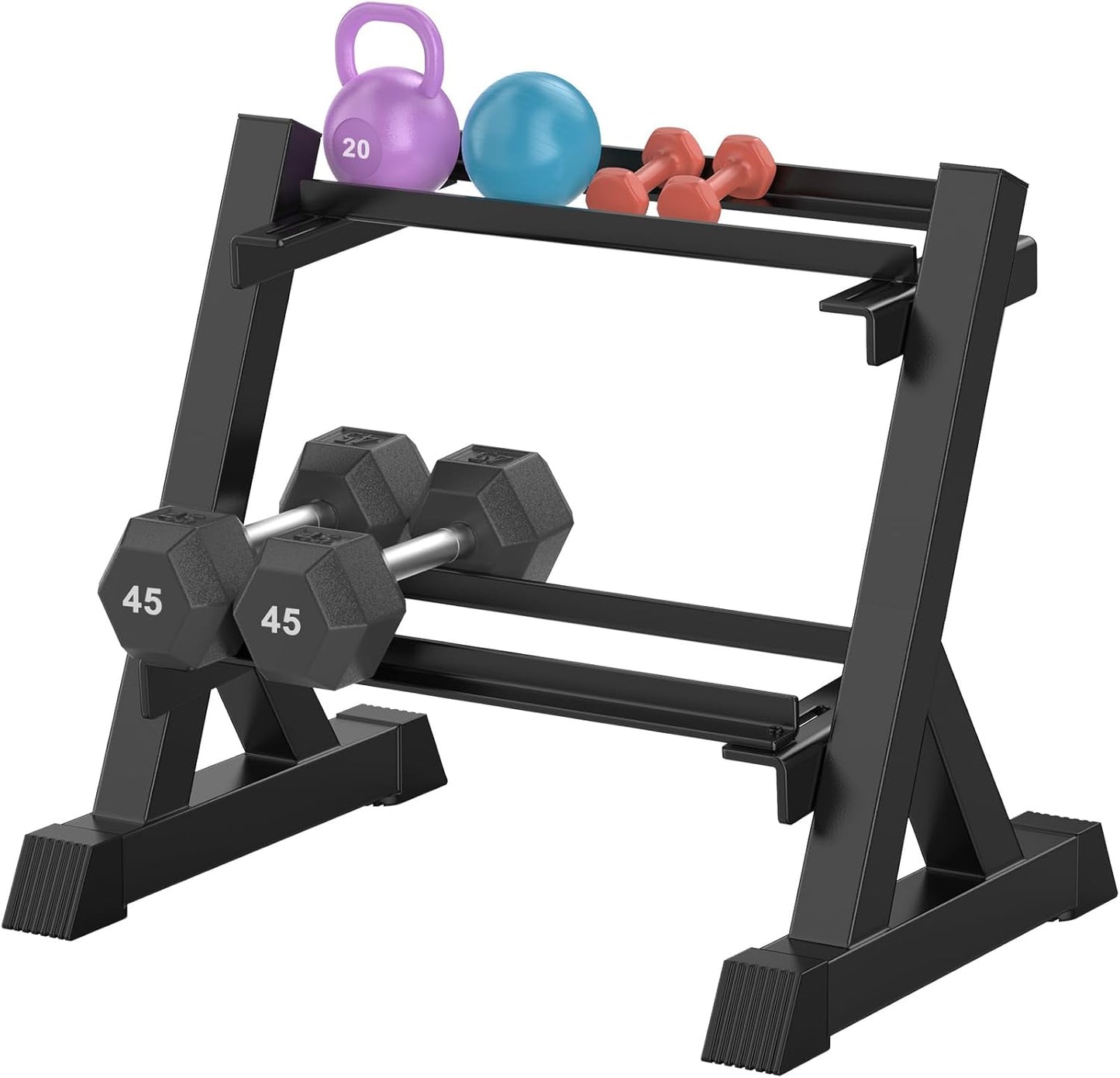TomCare Dumbbell Rack - Heavy-Duty 2-Tier Adjustable Weight Stand for Home Gym | 33" Length, 360 lb Capacity
