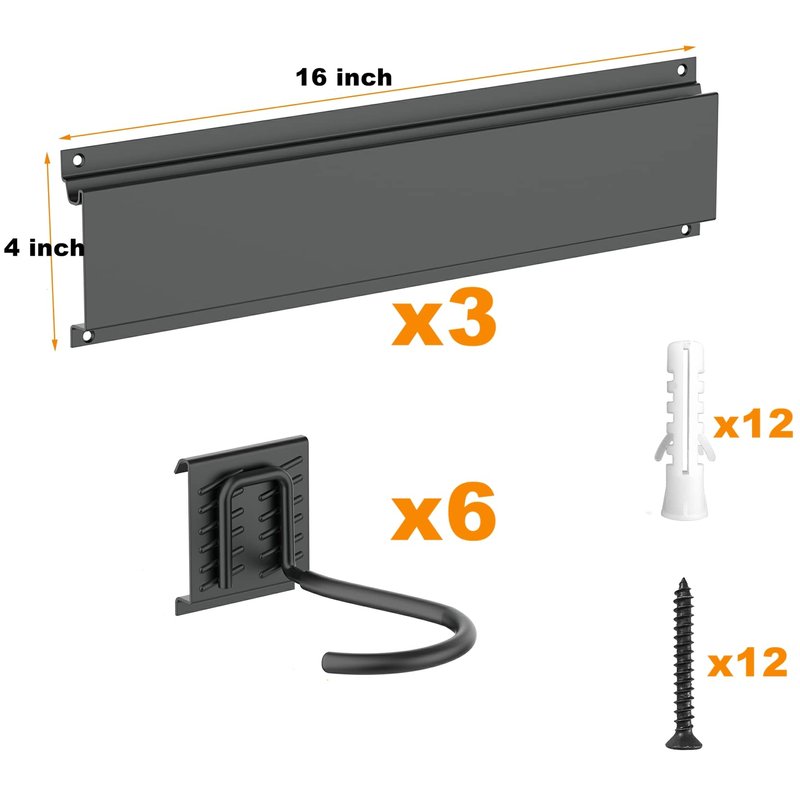 WALMANN Bike Hooks for Garage Wall, 6 Bikes Storage Rack Space Saving Wall Bike Mount Holds Up to 300 lbs, Vertical Bicycle Storage