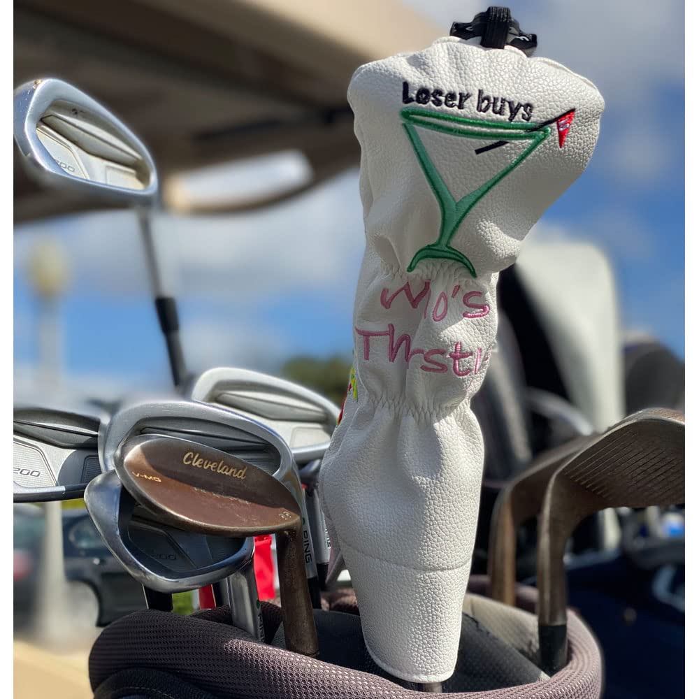 Giggle Golf Utility/Hybrid Head Cover, Funny PU Leather Club Covers for Women & Men (19th Hole)