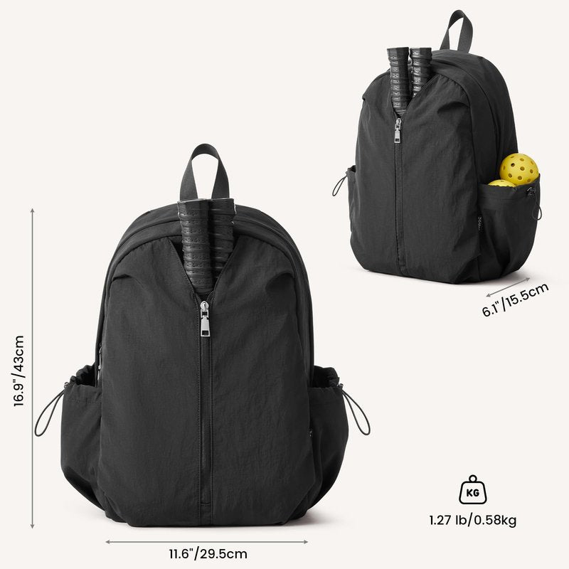 G4Free 20L Pickleball Bag for Women, Pickleball Paddle Backpack with Fence Hook, Work Travle Bag with 15" Laptop Compartment-Black