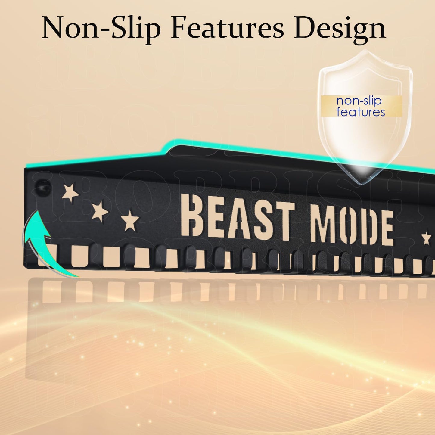 iBobbish Non-Slip Medal Hanger Display Trophy Shelf,Beast Mode Medal Hanger Display for Wall with 16inchL,Race Medal Display Upgraded Medal Holder Display for Wrest,Race,Soccer,Swim