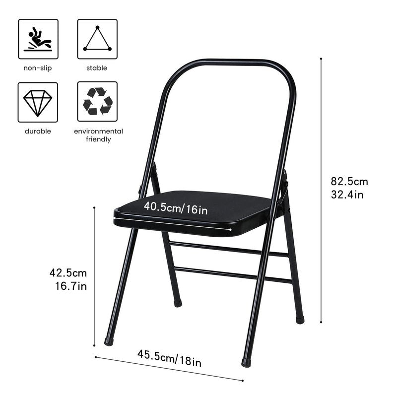 Yoga Auxiliary Chair Headstand Bench Backless Portable Folding Workout Core Chair for Flexibility and Strength Training