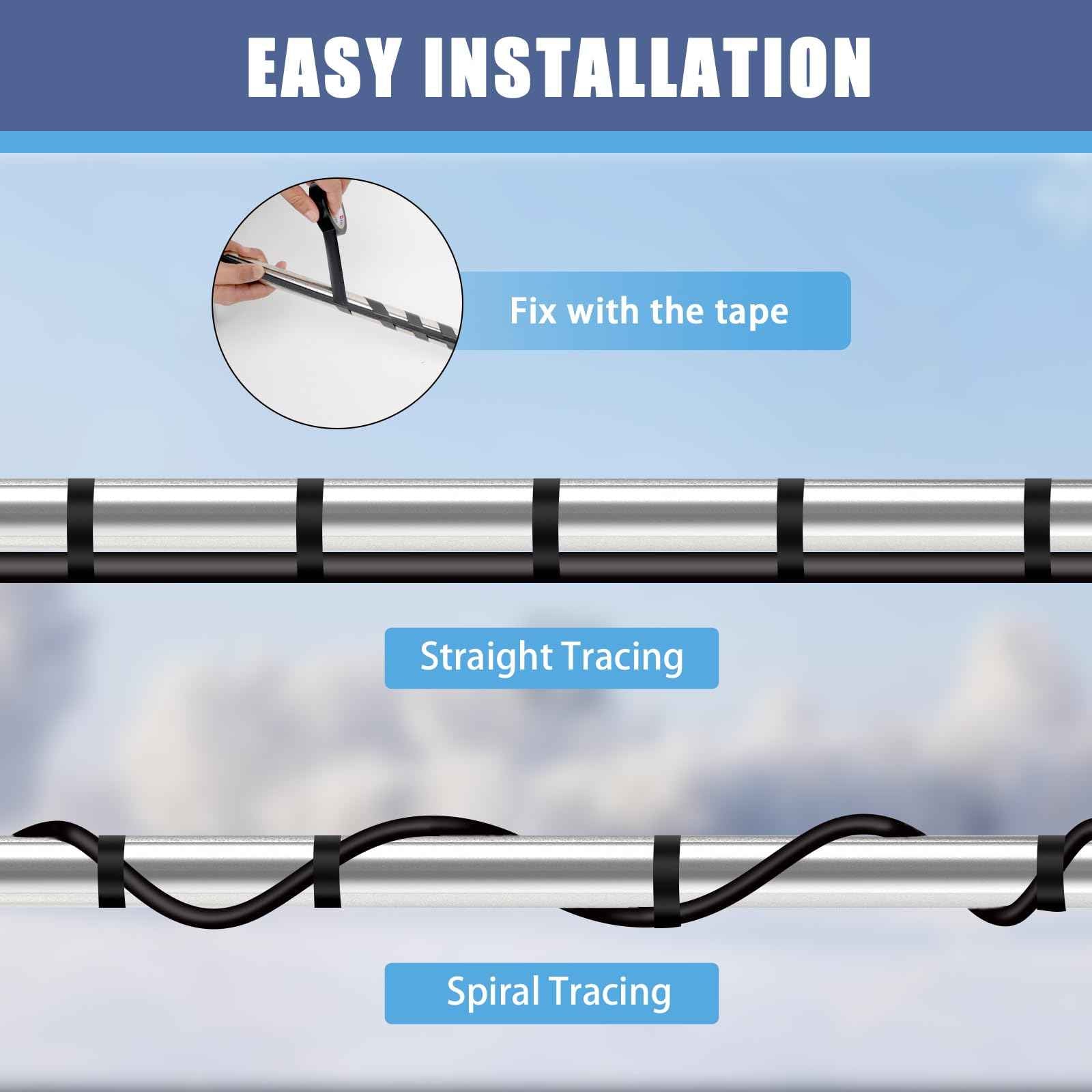 12FT Self-Regulating Pipe Heating Cable with Thermostat,Heat Tape for Water Pipe Freeze Protection,Pipes Heating Trace System for Home Supply Pipes,120V 5W/FT