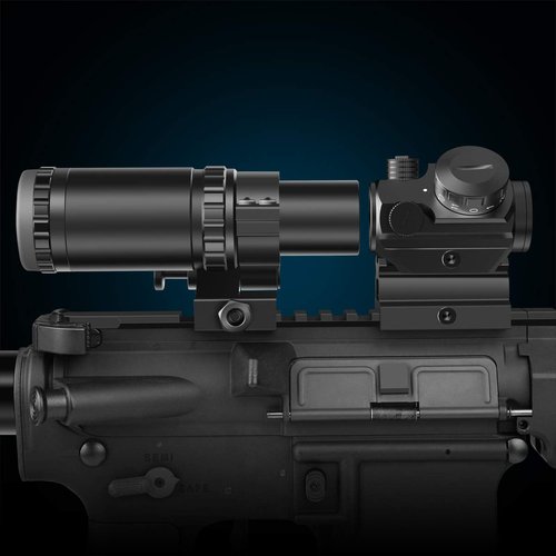 Feyachi M37 1.5X - 5X Red Dot Magnifier Focus Adjustment Optical Magnifier with Flip to Side Mount, Black