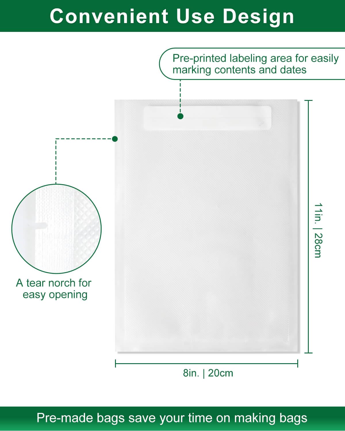 UTILIMATES Quart Vacuum Sealer Bags for Food, 8x11 Inch with Label Area