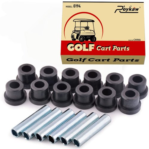 Roykaw Front or Rear Leaf Spring Bushing and Sleeves Kit for Club Car DS 1981-Up and EZGO TXT & Medalist 1994-up Gas and Electric Golf Cart, OEM# 1012303,1015583,70291G01,70289G02