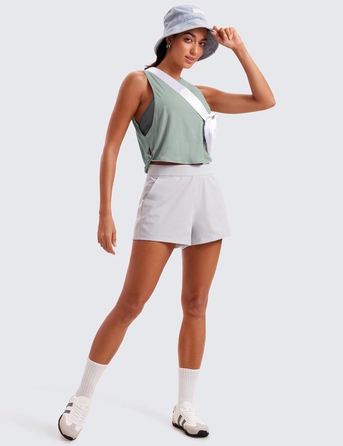 CRZ YOGA Pima Cotton Tank Top for Women - Loose Crop Sleeveless Workout Shirt | Athletic Gym Wear