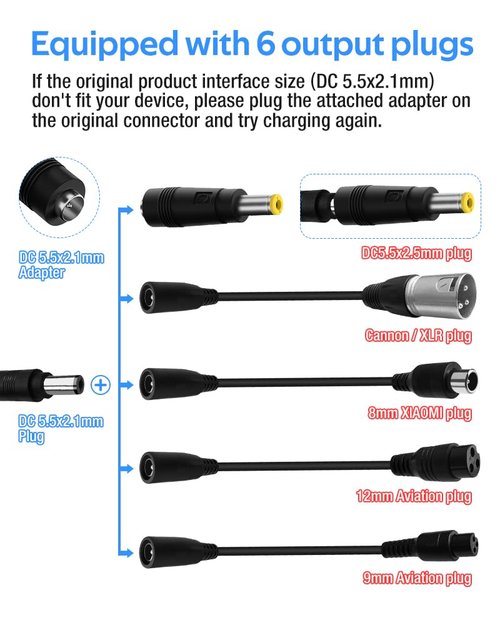 42V 3A/5A Charger Charging Speed is 100% Faster Than 1.5A and 50% Faster Than 2A,6 Plug Suitable for Various Lithium Batteries, Such as Lawn Mower and Wheelchair Lithium Batteries, etc. (3A-6 Plugs)