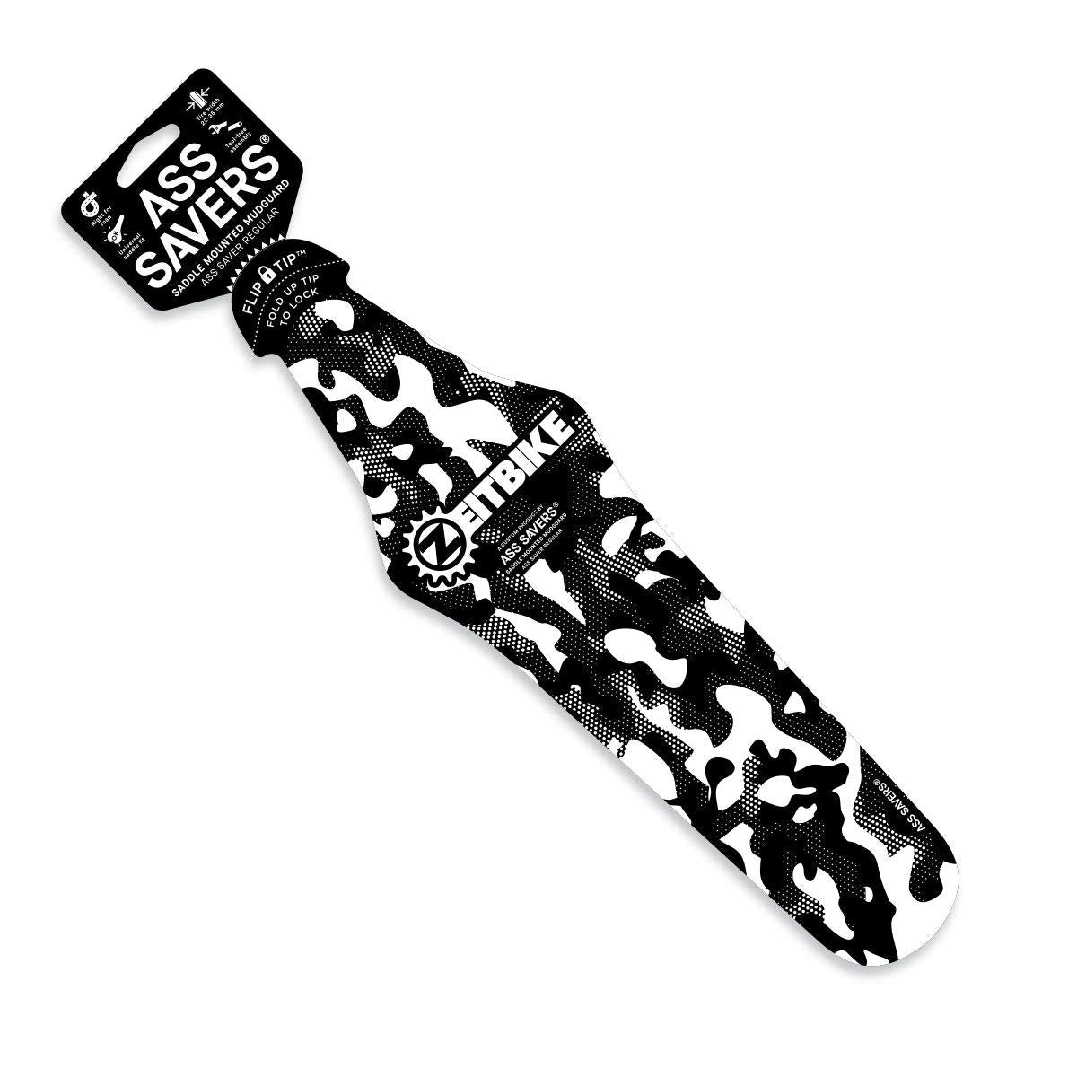 ZEITBIKE Ass Savers Regular Saddle Mudguard, 23-35 mm Tires, Generation 4, Maximum Protection, Rainy Rides, No Tools Mount, Patented Flip Tip, Lightweight, Stable, Self Centering - Camo