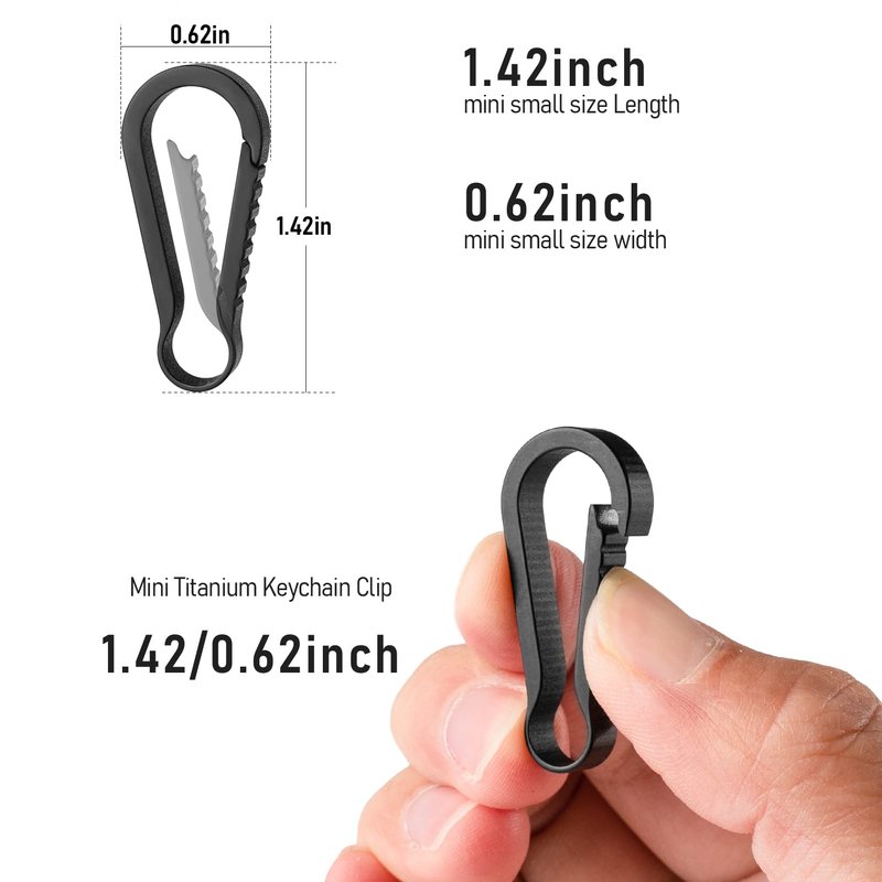 TISUR Titanium Key Ring Hooks, Small Carabiner Keychain clip,Mini Snap Keyring Key Organizer Key chain for Purse Backpacks Pants