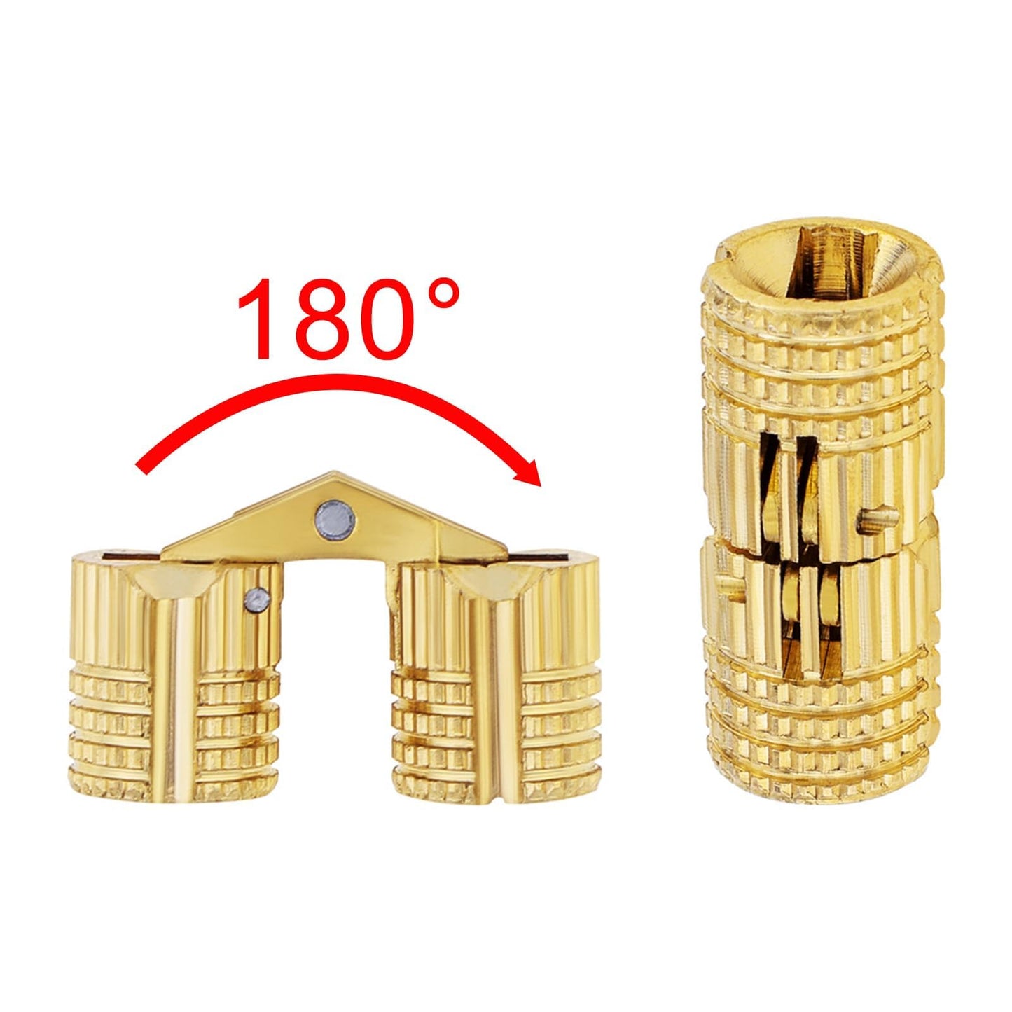 HOJLKLD 6Pcs 8 mm Hidden Brass Barrel Hinges, 180 Degree Opening Angle Concealed Furniture Hinges for DIY Jewelry Box Hand Craft (6, 8mm)