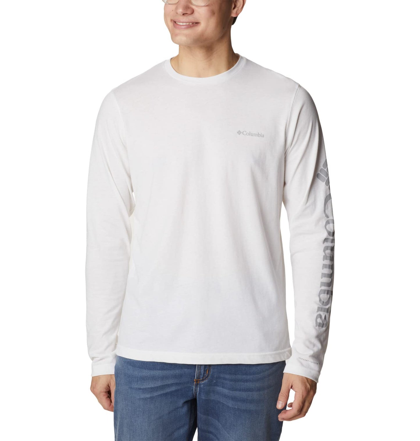 Columbia Men's Thistletown Hills Long Sleeve Logo Tee, White, Large