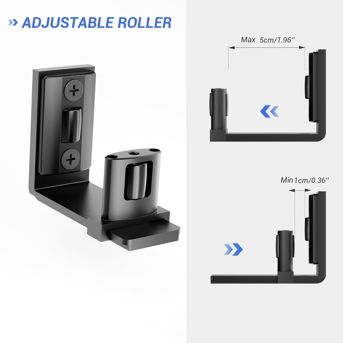 FLYVLIEG Sliding Barn Door Bottom Floor Guide,Adjustable U-Shaped Flat Bottom Design,Smoothly and Quietly,Easy to Install,Wall Mounted,Black, 1 Pcs