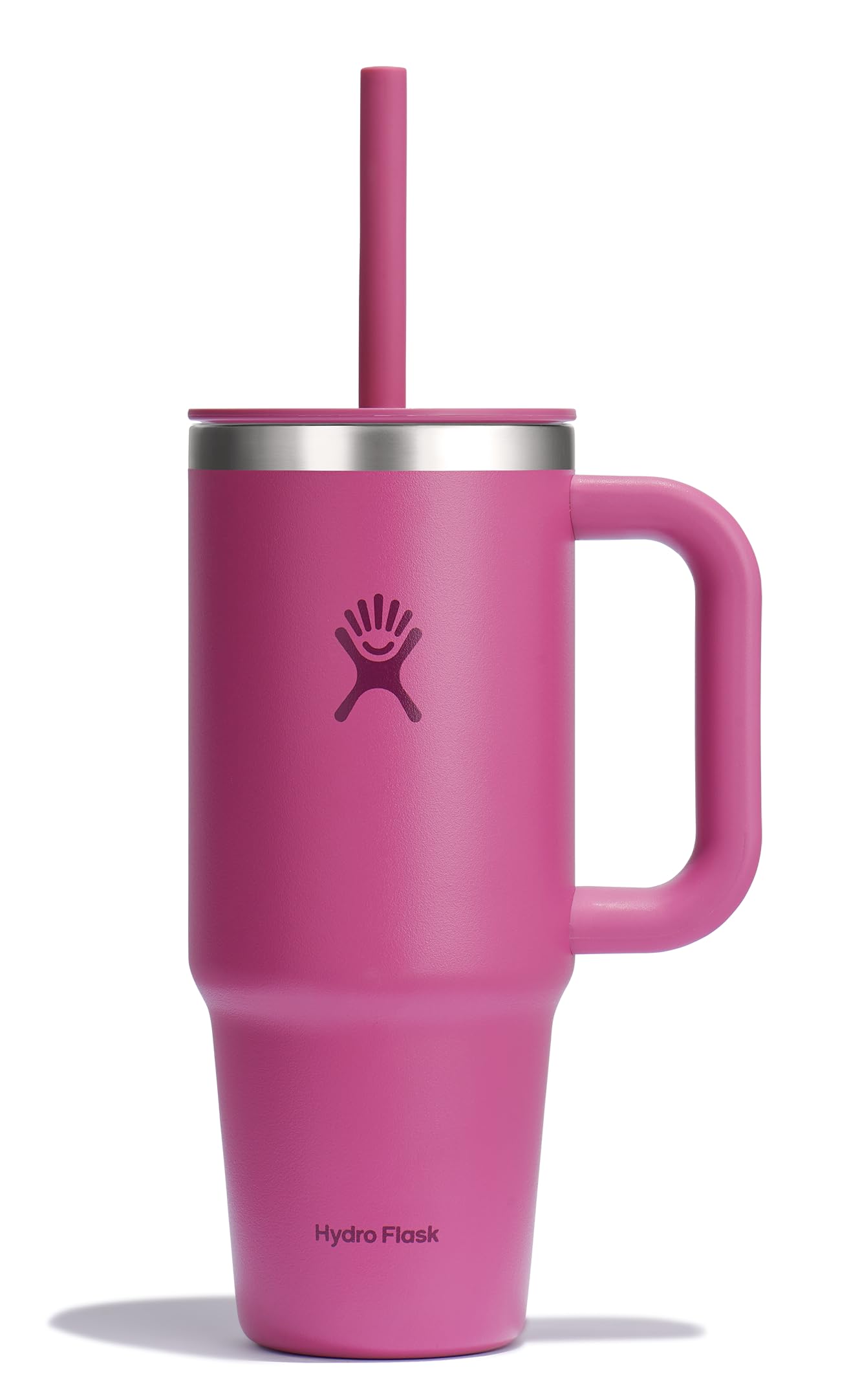 Hydro Flask 24 Oz Travel Tumbler with Handle, Lid and Straw - Insulated Stainless Steel in 24 Oz Reef Pink