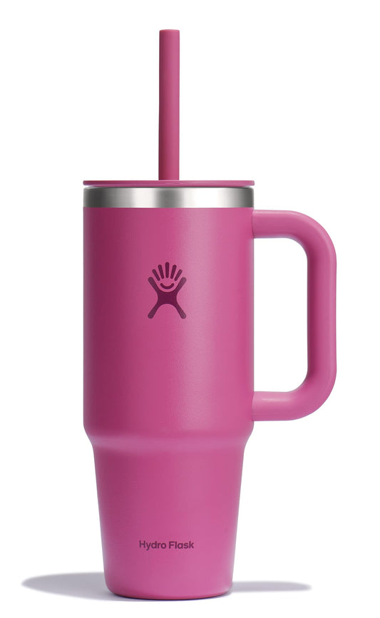 Hydro Flask 24 Oz Travel Tumbler with Handle, Lid and Straw - Insulated Stainless Steel in 24 Oz Reef Pink