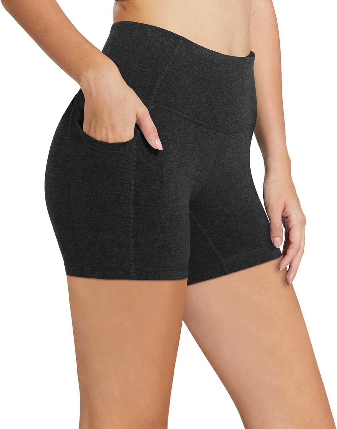 Baleaf Women's High Waist Biker Shorts - Comfortable Spandex with Pockets for Yoga & Gym | 8"/5"/3" Sizes