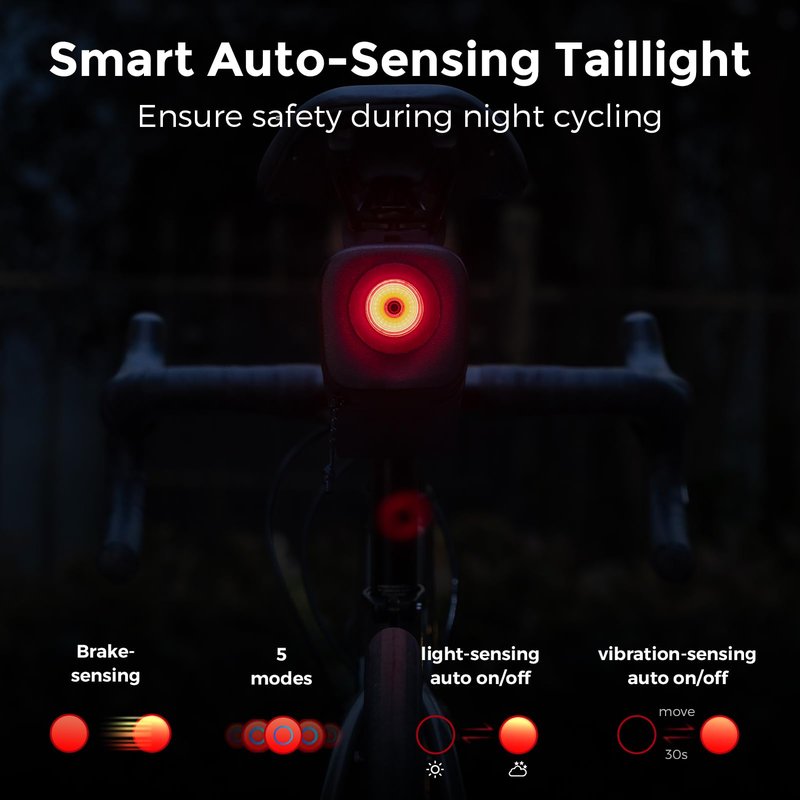 ROCKBROS Bike Saddle Bag with Night Riding Taillight and Brake Sensor- Waterproof Road & Mountain Bike