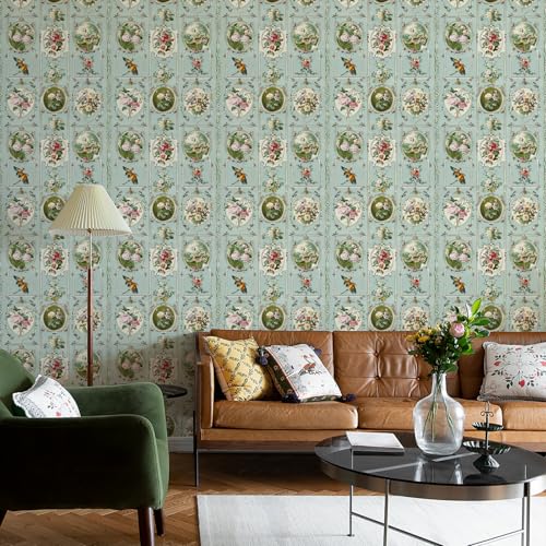 Yancorp 17.3"x118.1" Retro Peel and Stick Wallpaper Floral Contact Paper Self Adhesive Vinyl Removable Boho Decorative Contact Paper for Kitchen Cabinets, Furniture, Bedroom, Bathroom and Walls