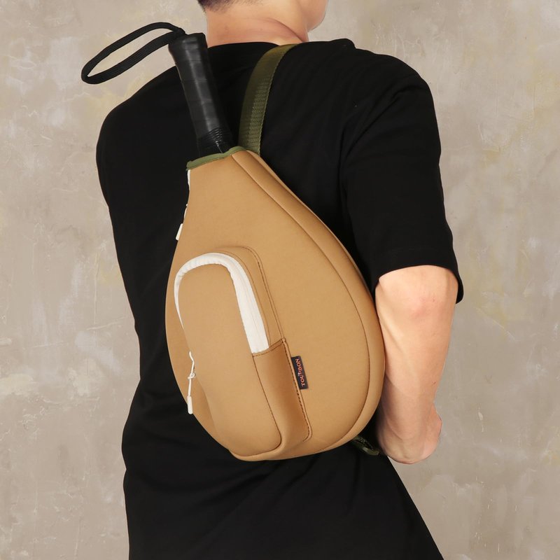 TOURBON Neoprene Padded Pickleball Paddle Sling Bag with Ball Holder Pouch, Sports Padel Racquet Pouch for Men and Women