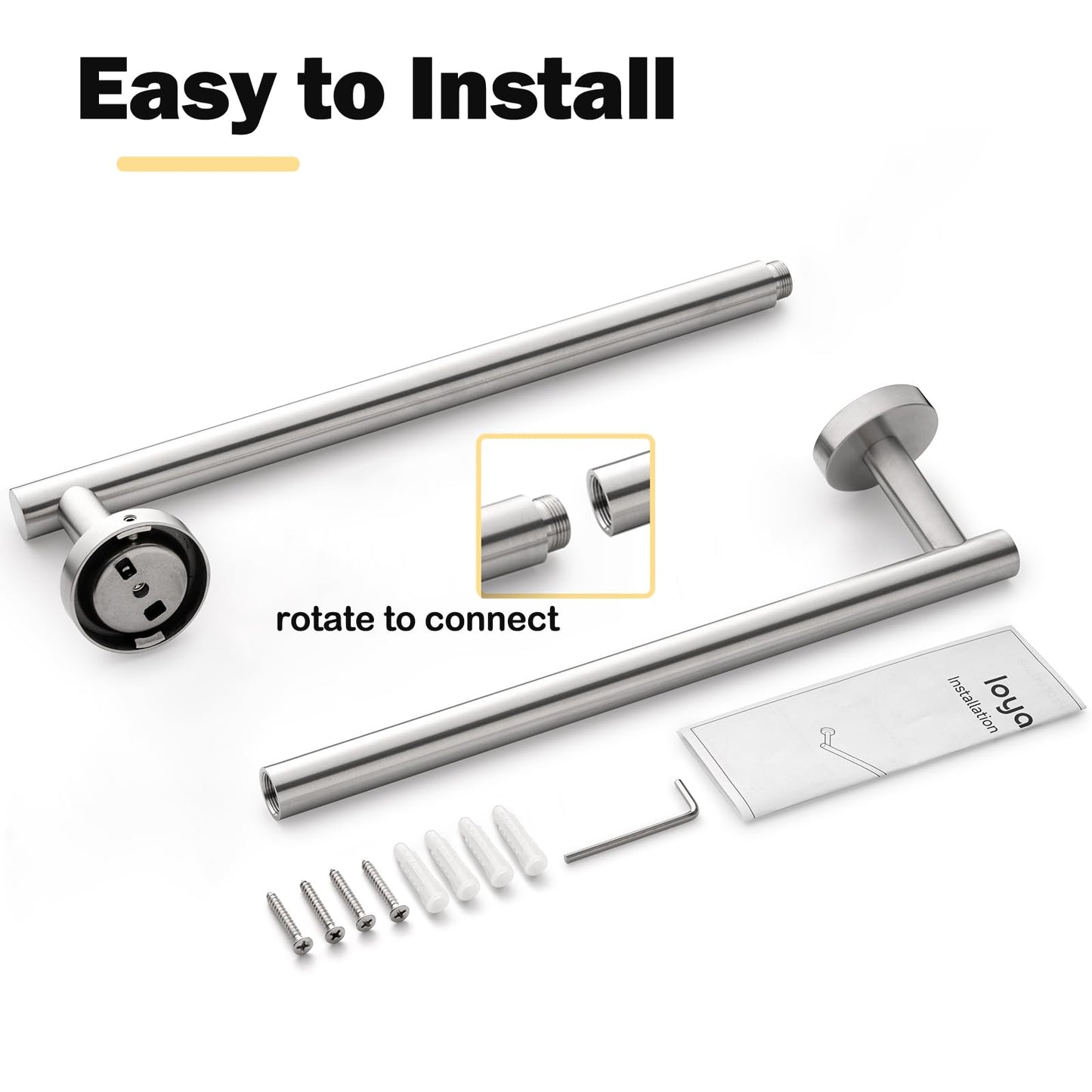 Bath Towel Bar, 20 Inch Towel Racks for Bathroom Wall Mounted, Heavy Duty Bathroom Towel Holder Organizer, Stainless Steel Modern Home Decor Towel Rod, Brushed Nickel