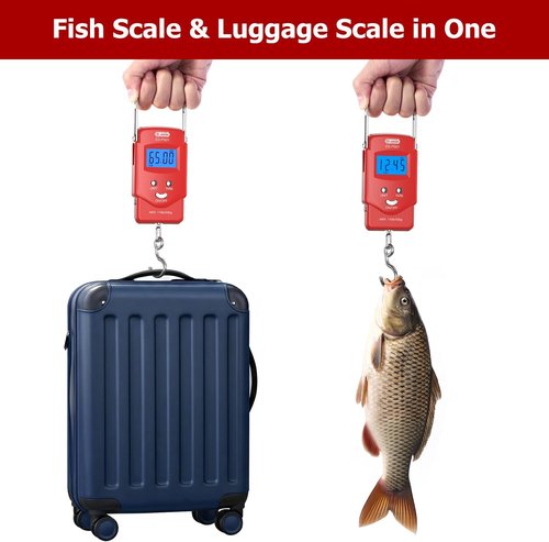 Dr.meter Fishing Scale - 110lb Digital Luggage Scale with Backlit LCD & Measuring Tape | Compact Design, Batteries Included