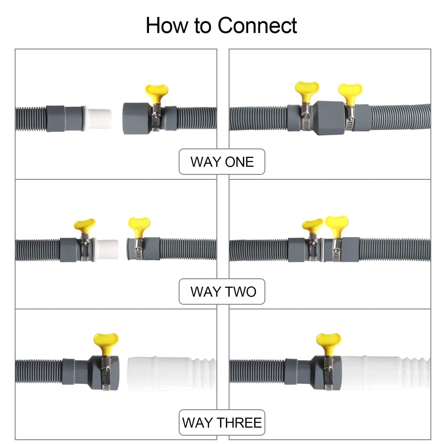 Manste Universal Washing Machine Drain Hose ,Washer Drain Hose Extension，Extra Long Washer Drain Hose, U-Bend Holder, Adapter 4 Pcs Clamps 6FT