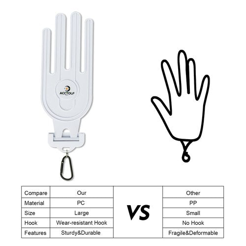 ACCTOLF Golf Glove Holder, 2PCS Durable Golf Gloves Stretcher with Hook for Golf Bag Accessories, Holder Hanger Keeper Dryer Shaper Tool for Golfer Gloves Maintenance