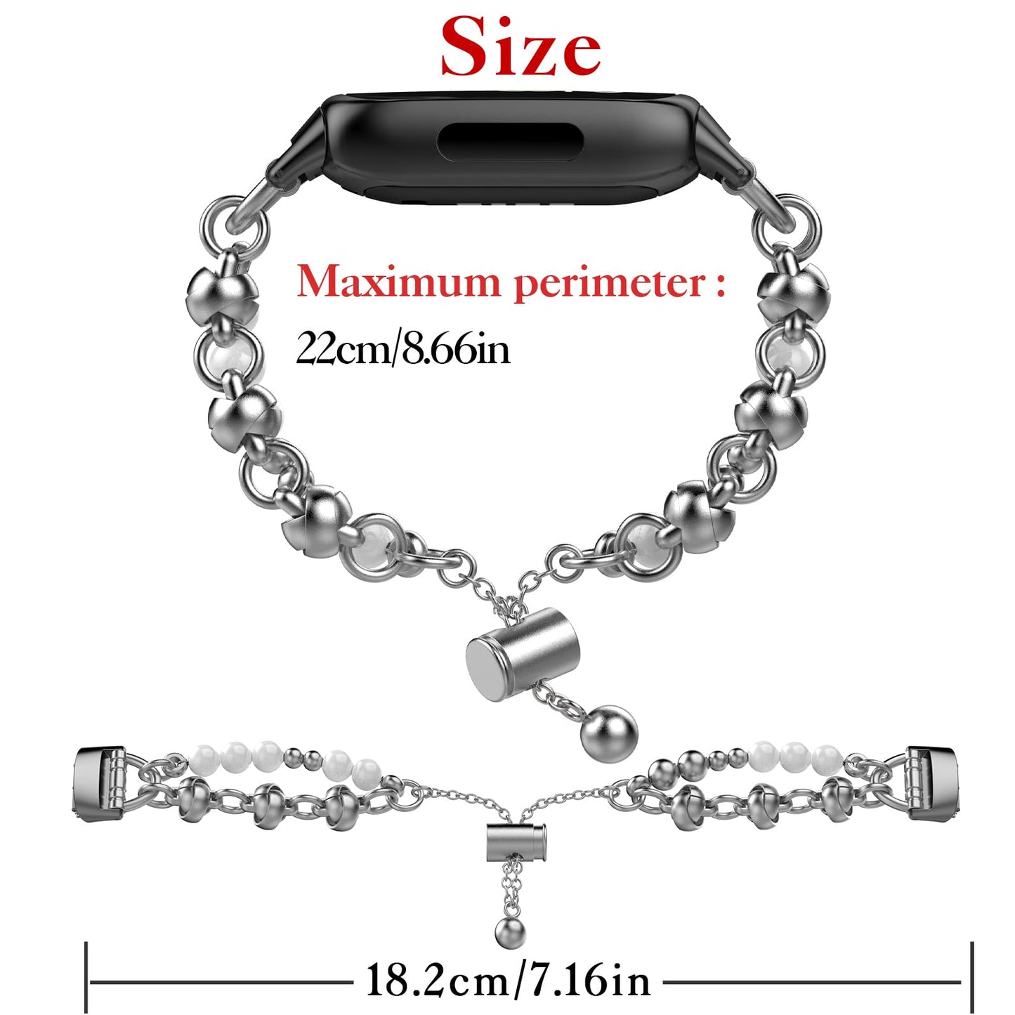 Huadea Beaded Bracelet Compatible with Fitbit Inspire 3 Band/Inspire 2 Band, Fashion Handmade Dressy Jewelry Strap Replacement for Fitbit Inspire 3 Bands for Women Men