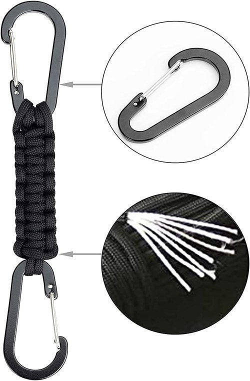 Braveshine Paracord Keychain - Durable Carabiner Clip & D-Ring Lanyard Hook for Keys, Water Bottles, Backpacks