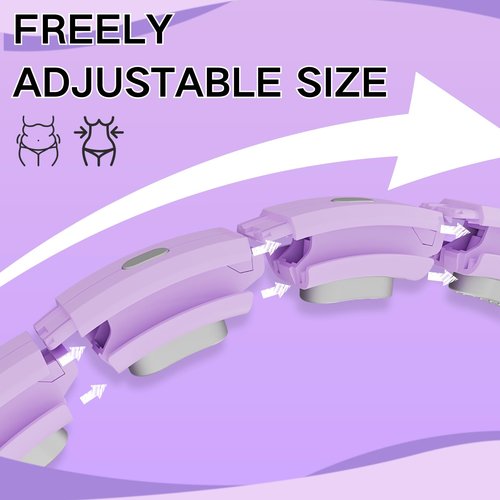 Infinity Hoop Smart Silent Weighted for Adults - Adjustable 30-50 Inch Exercise Hoop for Women's Weight Loss & Workout - Detachable Fitness Ring with Massage Balls, Belly Fat Burner Equipment (Purple)