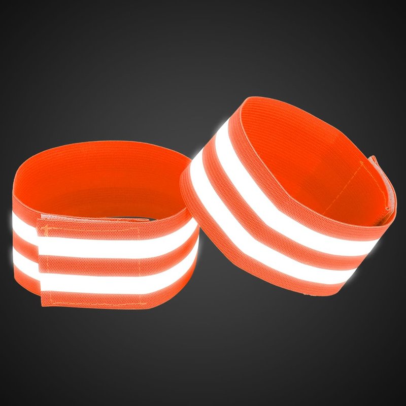 X AUTOHAUX 8pcs Reflective Bands for Arm Reflective Armbands High Visibility Night Cycling Riding Reflector Tape Straps Bracelet Orange