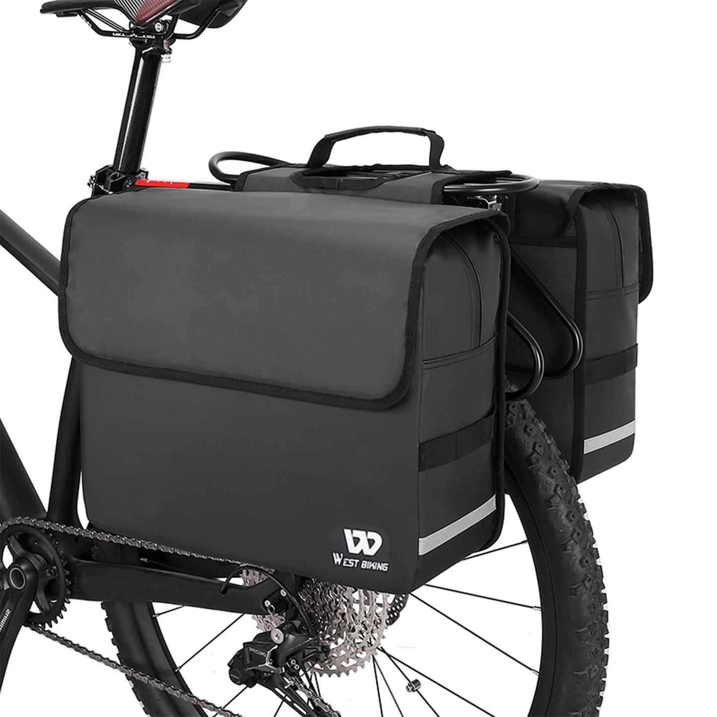 BAIGIO Bike Double Pannier Bags Waterproof Bicycle Rear Seat Panniers Pack with Reflective Stripe
