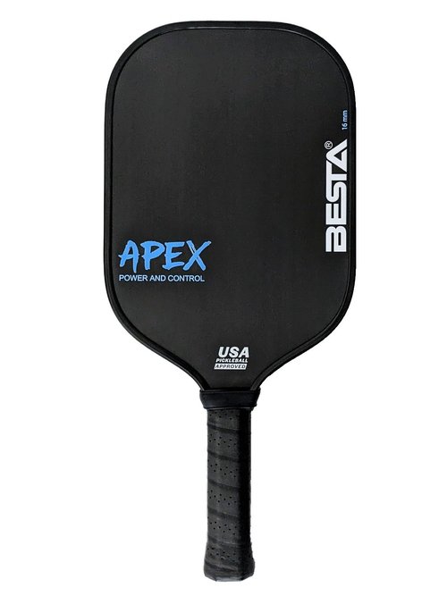 APEX Pickleball Paddle, Raw Carbon Fiber, Thermoformed with Foam Injected, Unibody Construction (White on Black, 16mm)