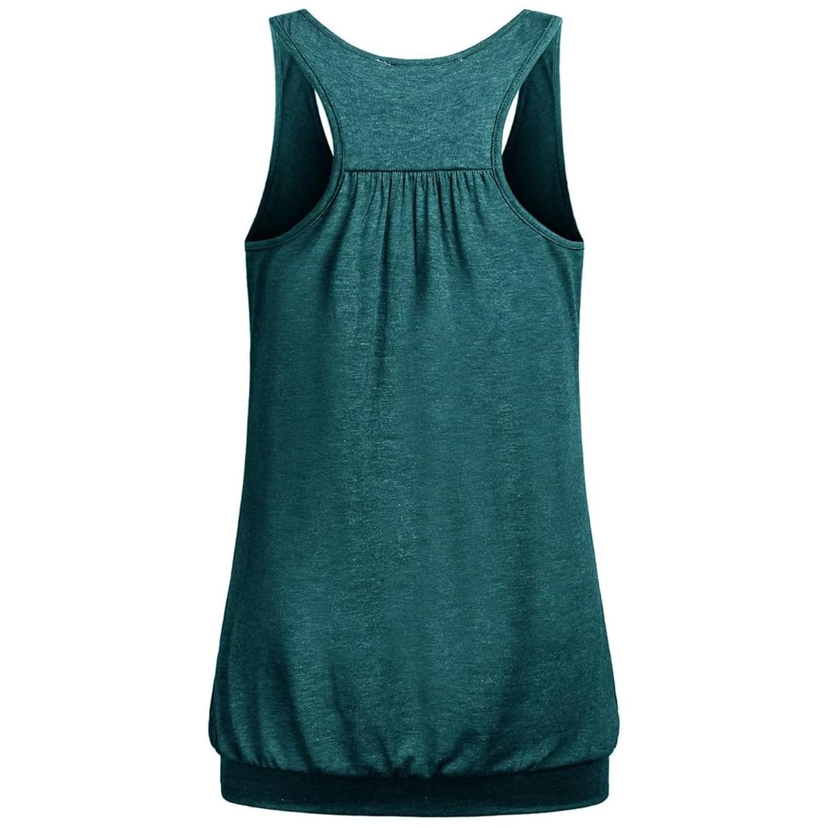 YOFIBRANT Long Tank Tops for Women Tummy Coverage Tops for Woman Pilates Round Collar Sleeveless Tanks Shirts Banded Bottom Loose Blouse for Petite Sports Clothing Green Medium
