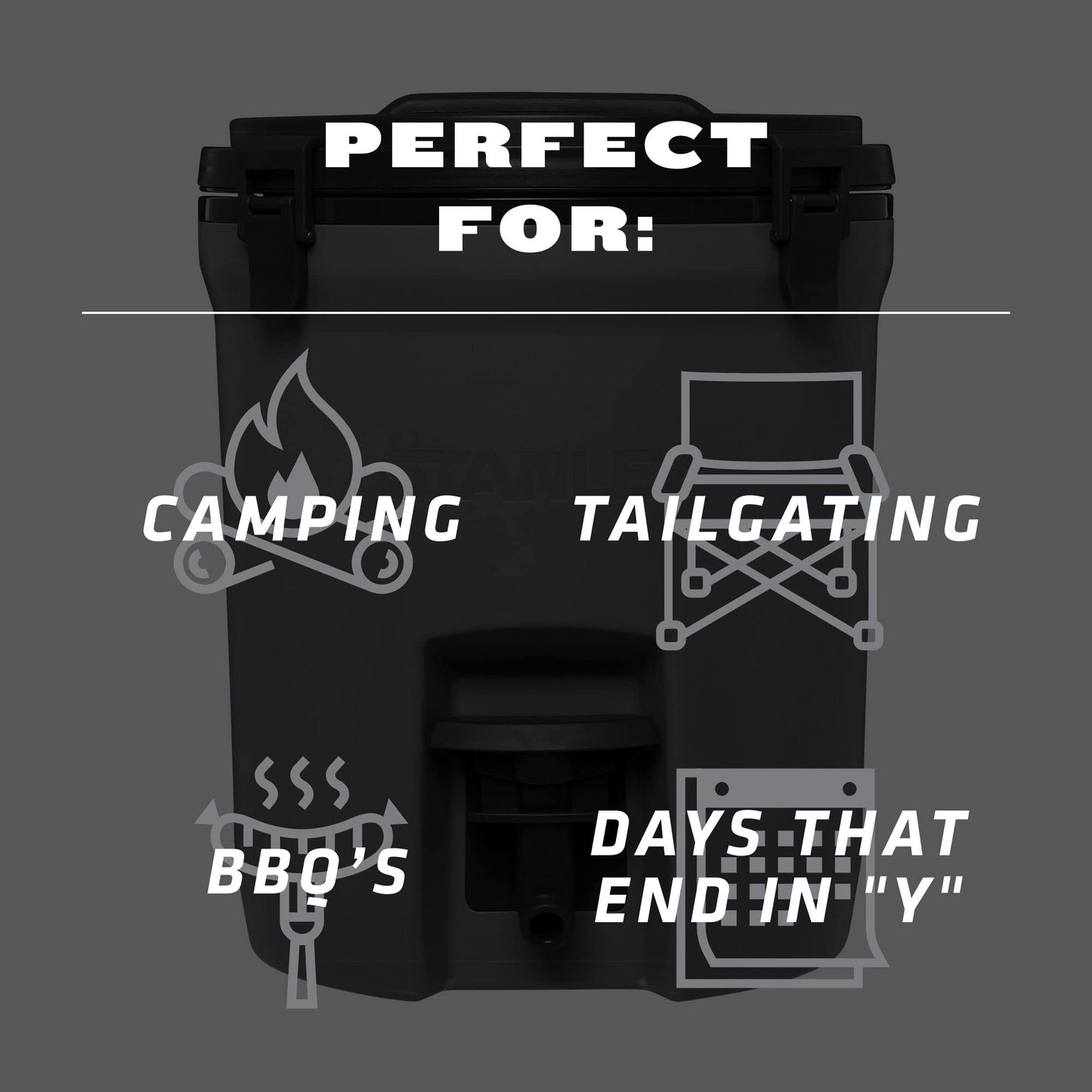 Stanley Adventure Fast Flow Water Jug 2 Gallon | Leakproof Ice Water Dispenser | Insulated Beverage Cooler | Easy Pour Spigot and Latched Foam Lid | BPA-Free | Charcoal
