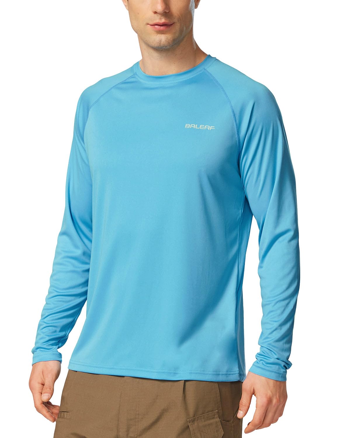 baleaf Mens UPF 50+ Sun Protection Shirts Long Sleeve Rash Guard, Quick Dry 4-Way Stretch for Fishing Swimming Surfing 01-Blue M