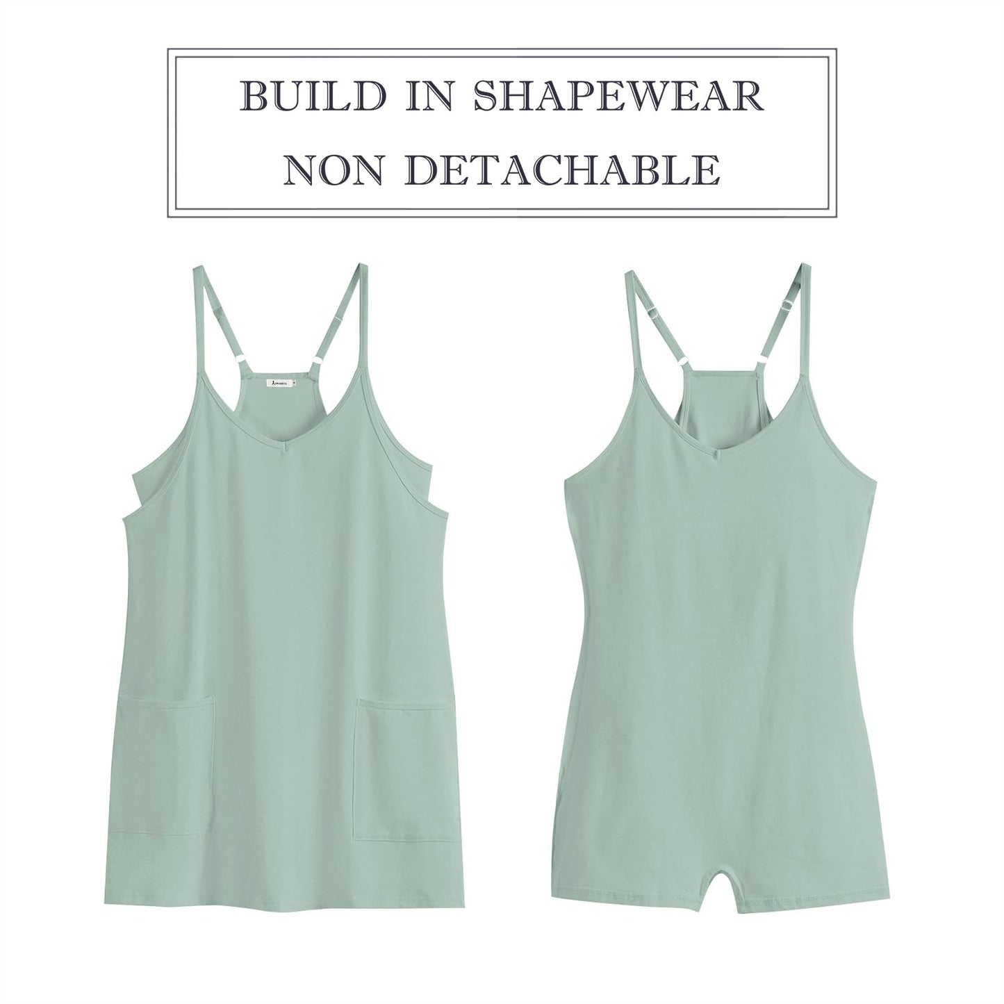 ANRABESS Women Athletic Dress Summer Tennis Workout Active Sports Mini Romper Dress Built in Shorts Travel Vacation Clothes Gray Blue Large