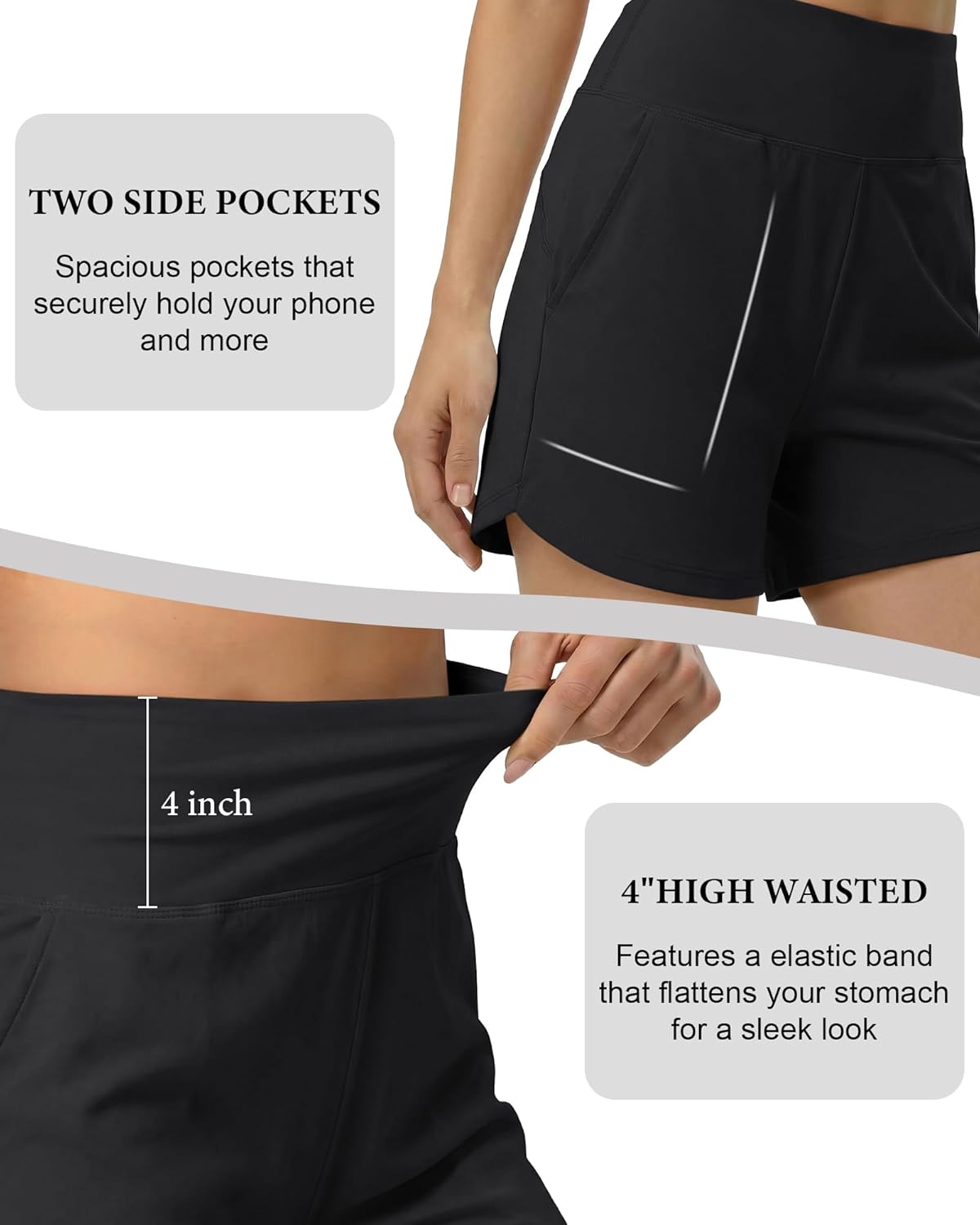 Skiennix Women's Running Shorts - High Waisted Quick-Dry Athletic Shorts with Pockets for Gym & Yoga
