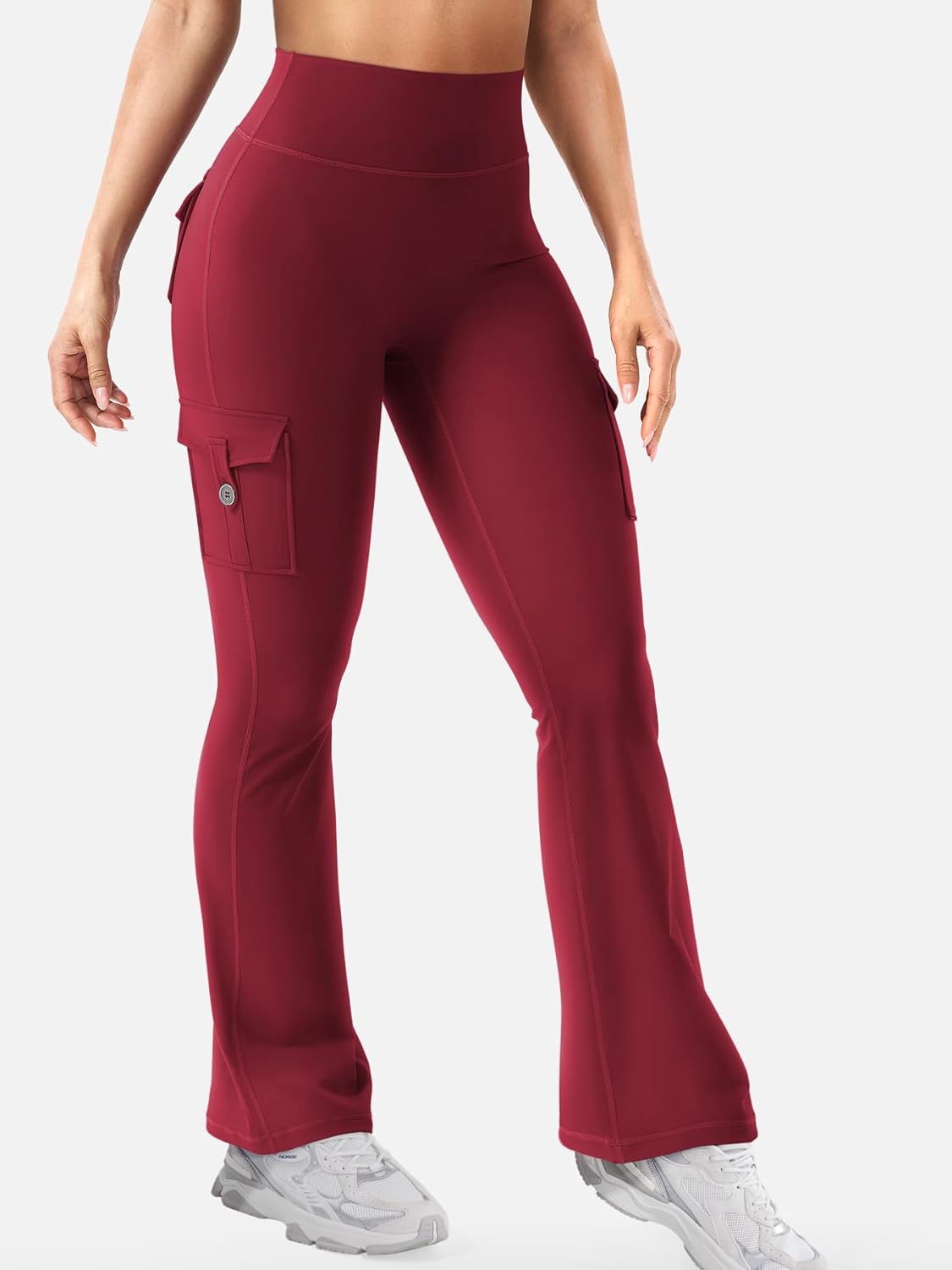 YEOREO CoreFlex Women's High-Waisted Flare Leggings - Hidden Pockets & No Front Seam | Gym & Yoga Wear