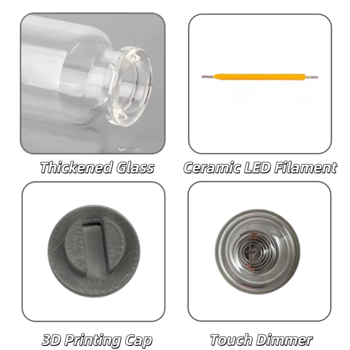 Poteital 4PCS Dimmable USB Touch Control Led Night Lights, Glass Plug in USB Light Bulbs, Cute Interior Car Lights, Retro Led Ambient Lighting, Small Mood Lamp for Bedroom, Hallway, Nursery, Camping